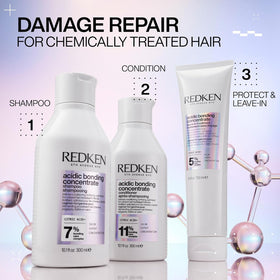 Redken bonding conditioner showing lengths and ends for breakage reduction