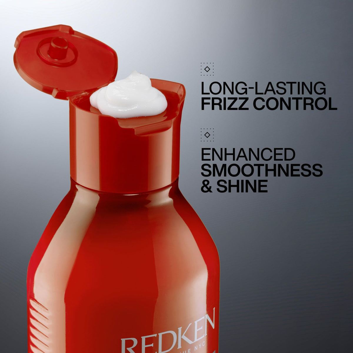 Redken label close-up highlighting sulfate and sodium chloride free formula