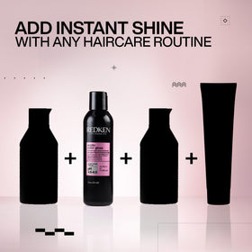 Redken label detail showing active ingredients and professional formulation benefit