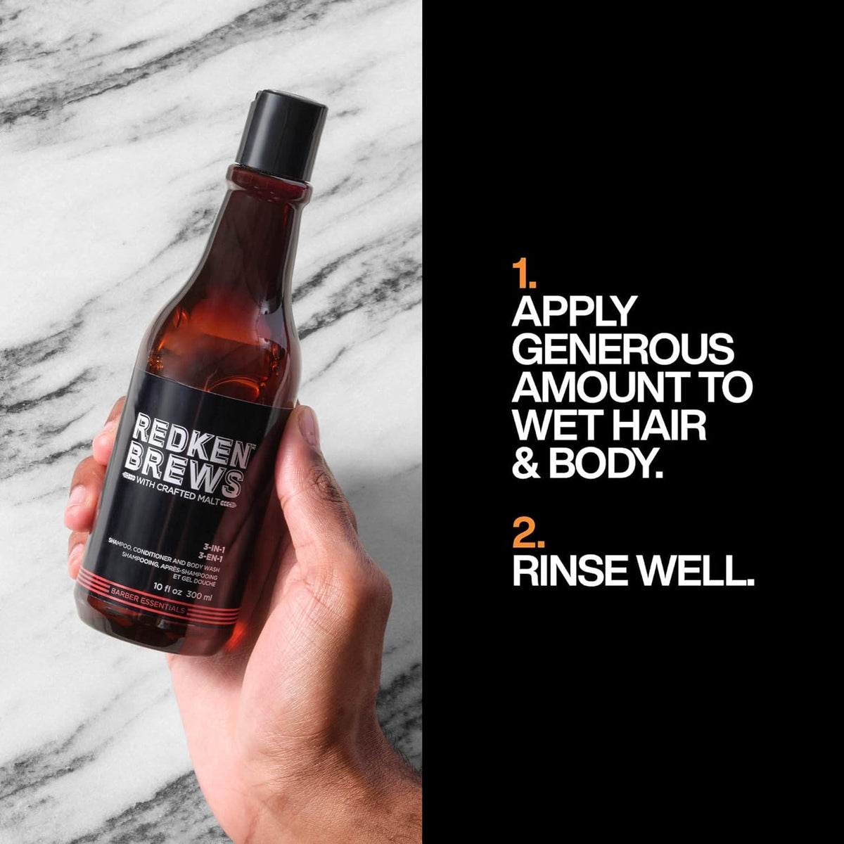 Redken Brews creamy lather texture closeup illustrating gentle cleansing action