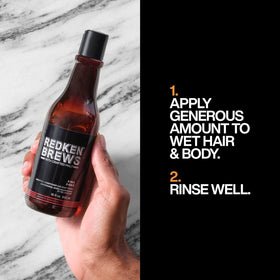 Redken Brews creamy lather texture closeup illustrating gentle cleansing action