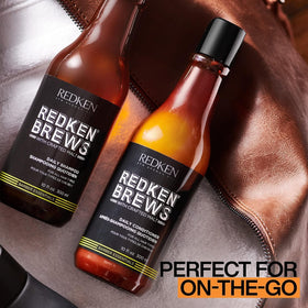 Redken Brews smooth hair after rinse in lifestyle setting, demonstrates improved manageability