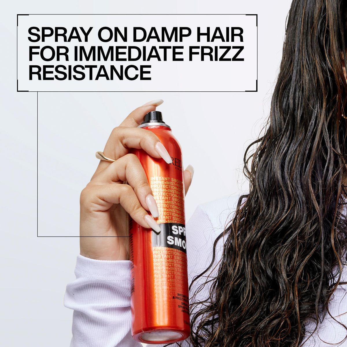 Redken Brews before and after hair comparison showing reduced frizz and shine