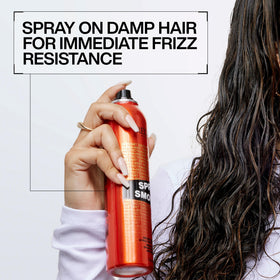 Redken Brews before and after hair comparison showing reduced frizz and shine