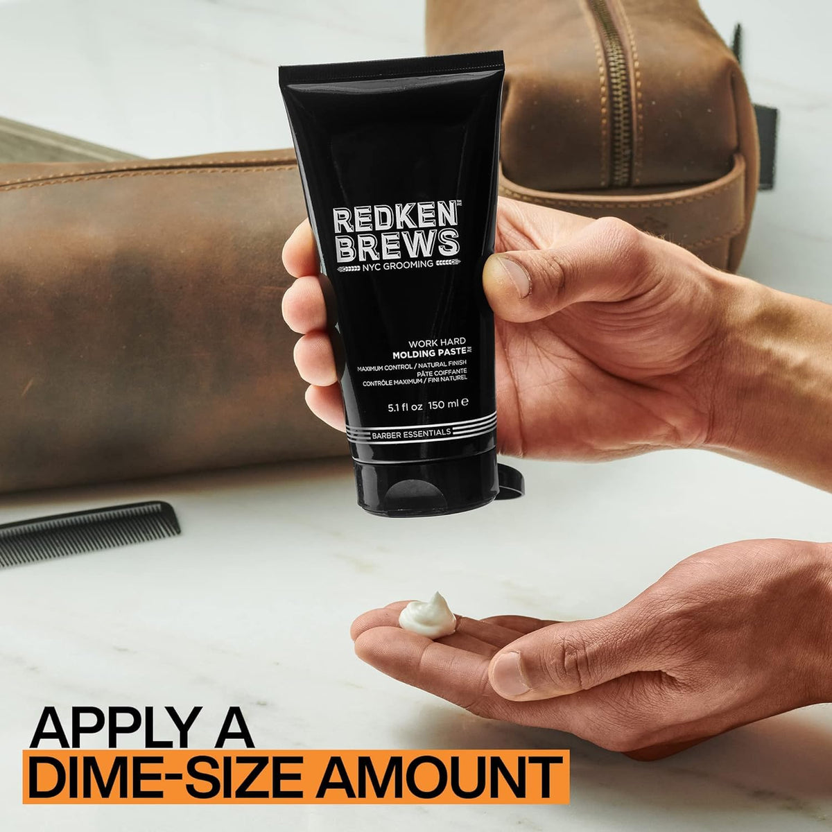 Redken Brews before and after texture comparison, illustrates added definition and control