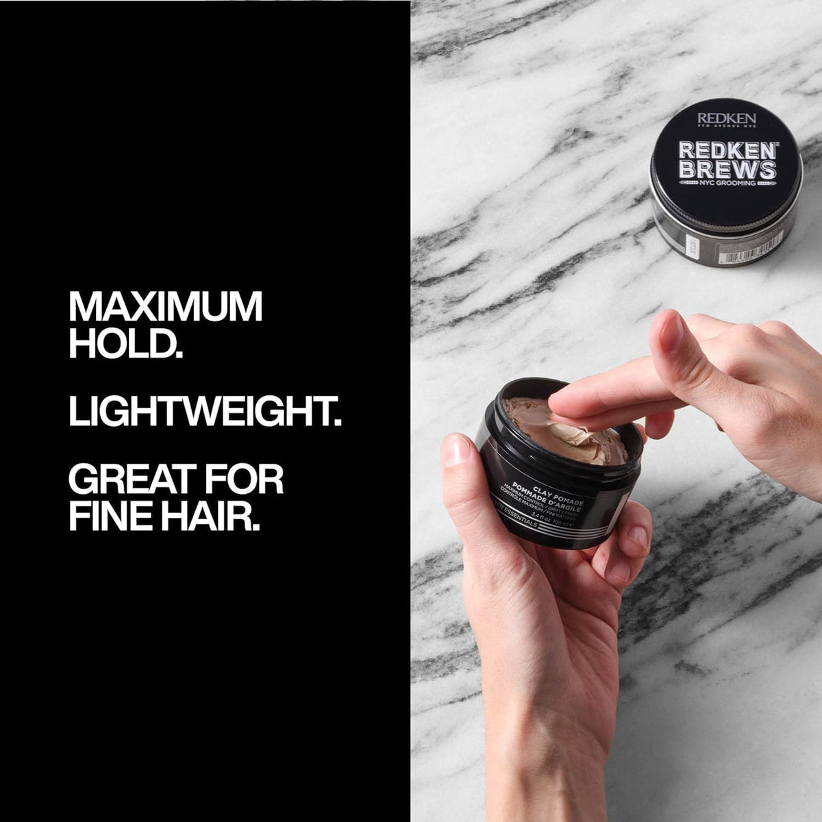 redken brews open tub showing gritty clay texture for natural volume