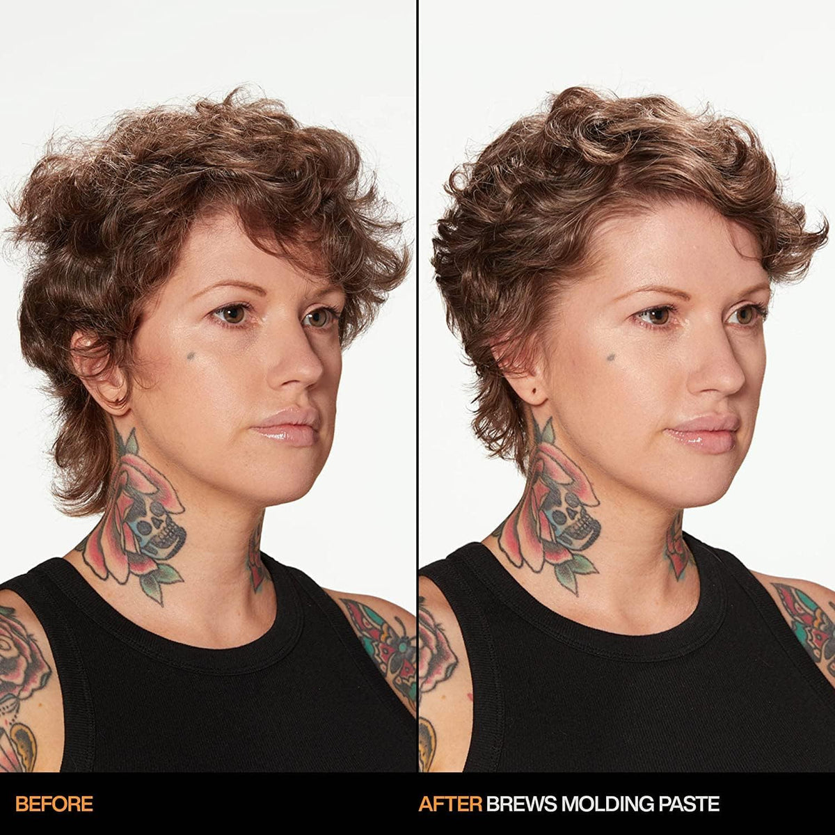 Redken Brews open paste texture in jar, highlights creamy matte consistency and workability