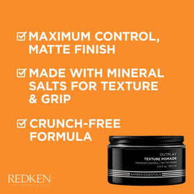 Redken Brews texture pomade close-up showing matte paste texture