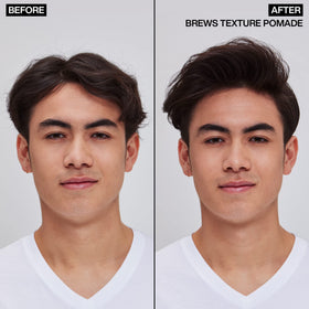 Redken Brews pomade in palm being worked for even distribution