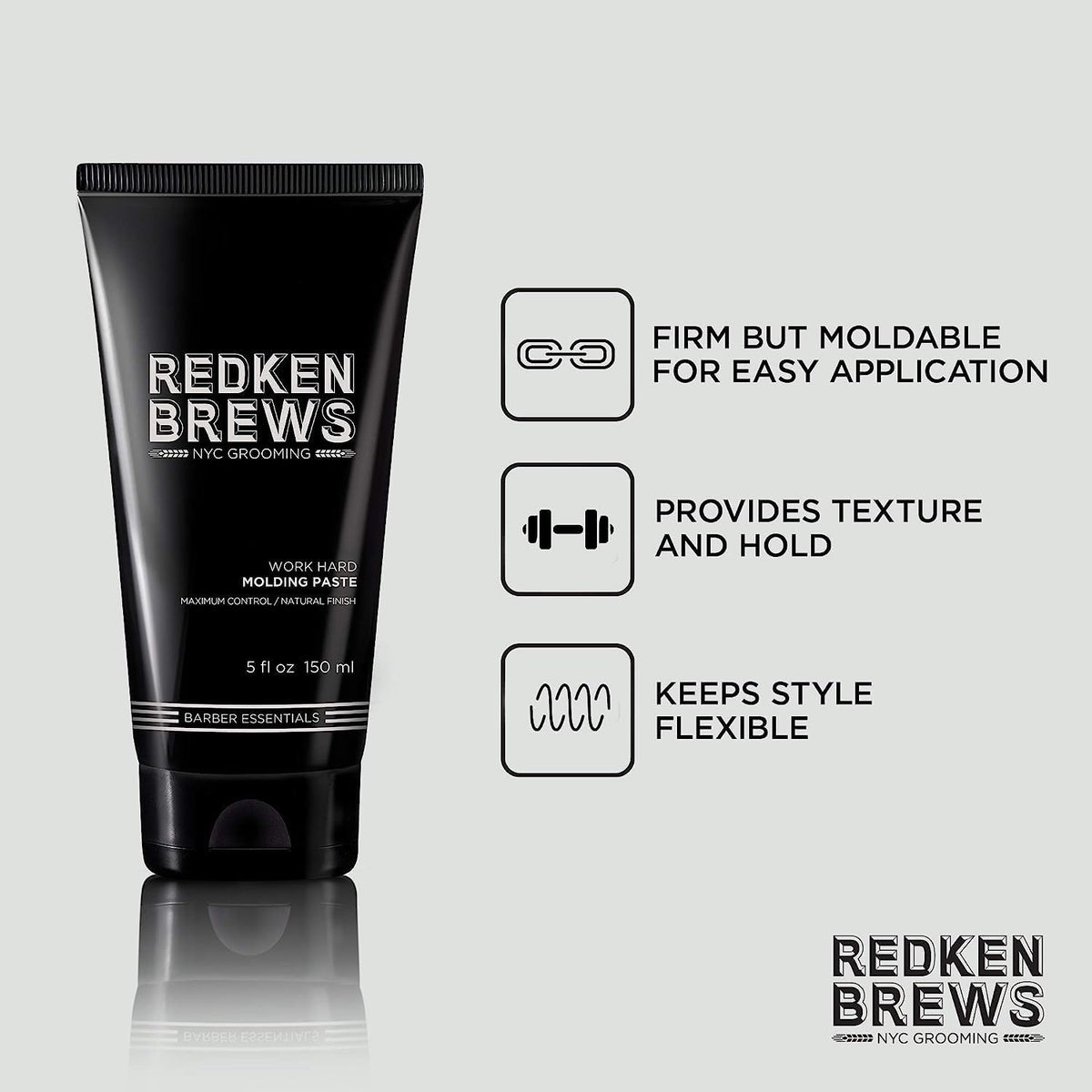 Redken Brews size on hand for scale, helps customers visualize 5 fl oz volume