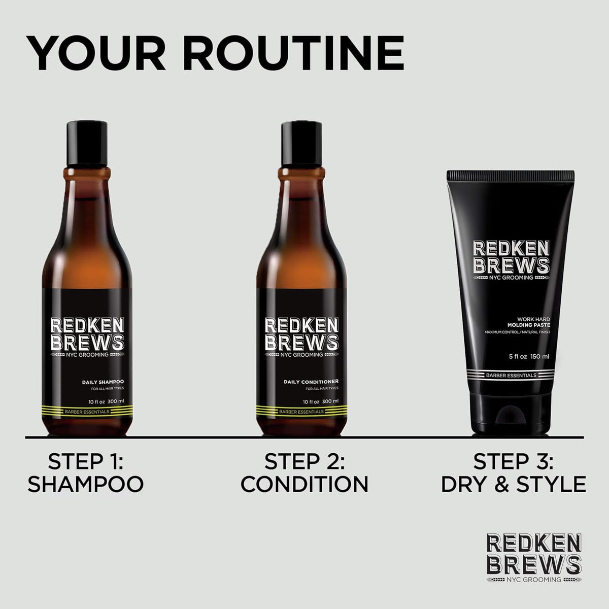 Redken Brews styled hairstyle lifestyle photo, shows everyday textured look and confidence