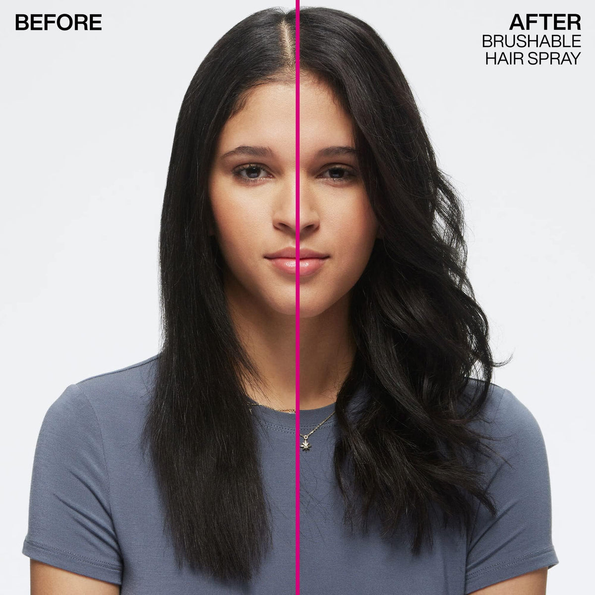 Redken Brushable Hairspray side label close‑up highlighting Spray‑Strong Complex and vitamins