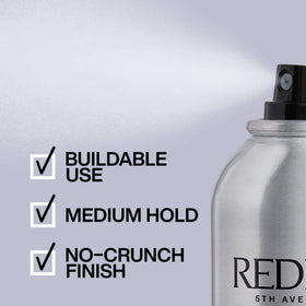 Redken Brushable Hairspray held in hand for scale demonstrating convenient 10.4 oz size for travel