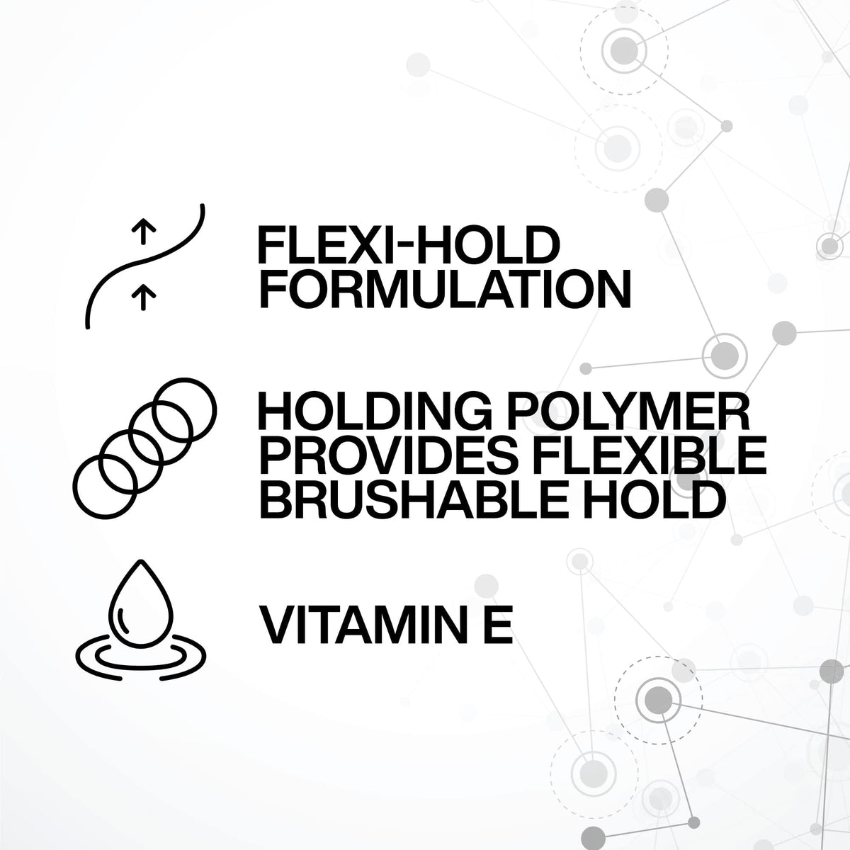 Redken Brushable Hairspray ingredient visual with Vitamin C and E to emphasize protective benefits