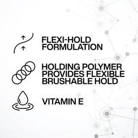 Redken Brushable Hairspray ingredient visual with Vitamin C and E to emphasize protective benefits