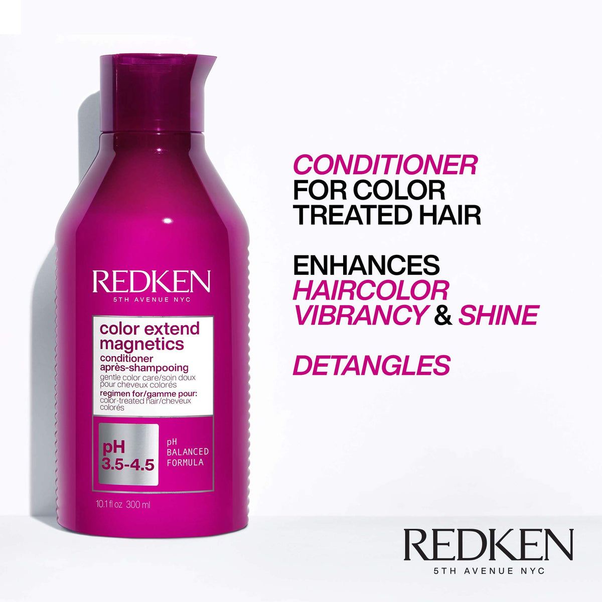 Redken label close-up highlighting ingredients and color-care benefit