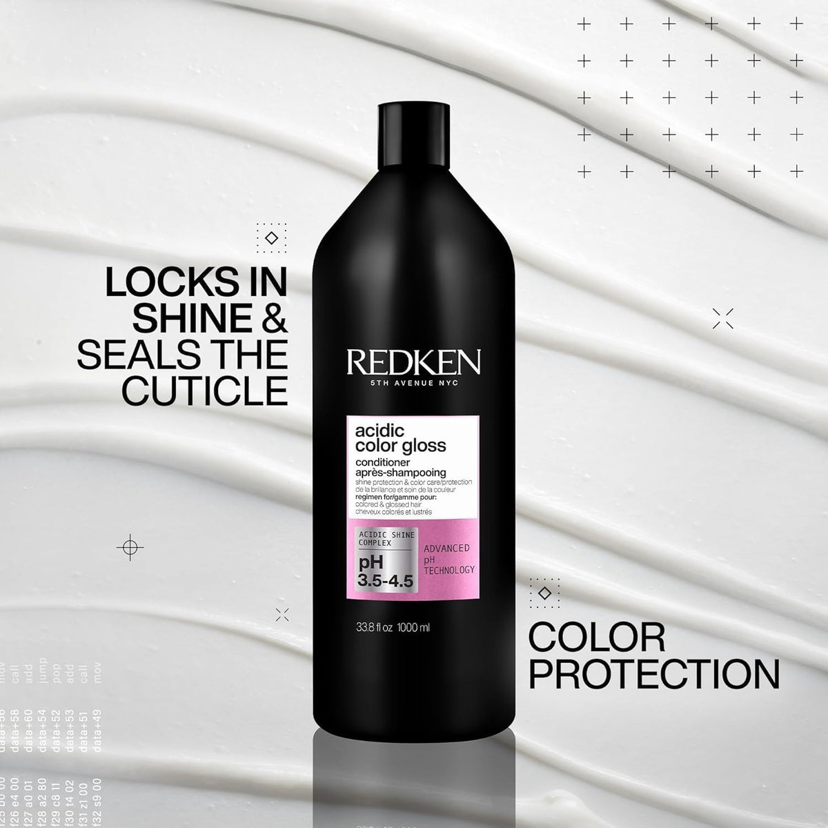 Redken conditioner texture close-up highlighting creamy consistency benefit