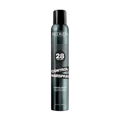 Redken spray-can front packaging showing label and strong hold benefit