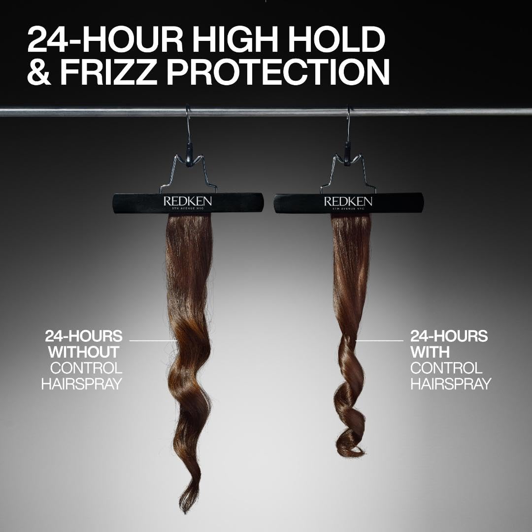 Redken can beside hand for scale and convenient travel-ready size