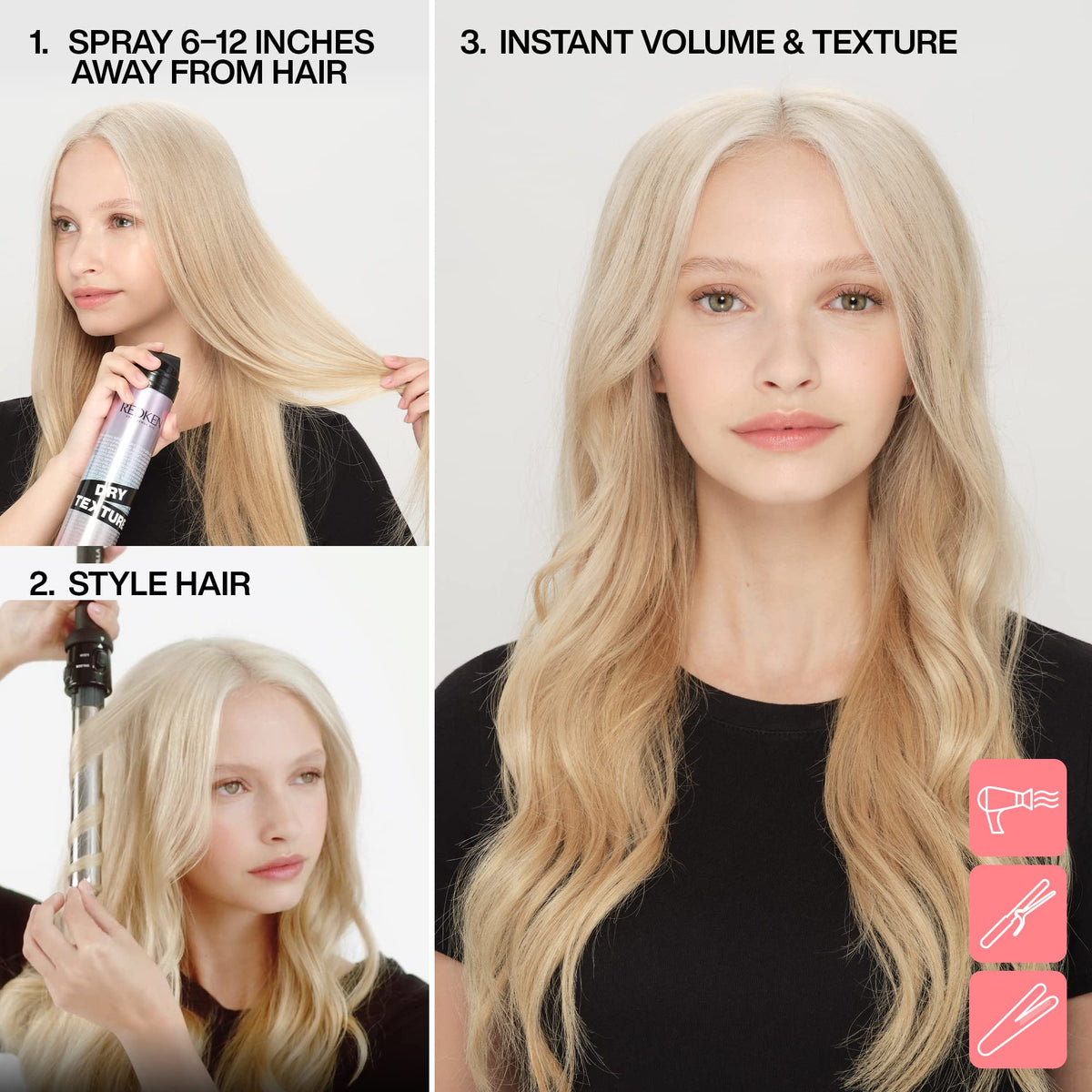 Redken used on beachy waves adding airy body and movement