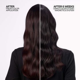 Redken label close-up highlighting ingredients and color protection