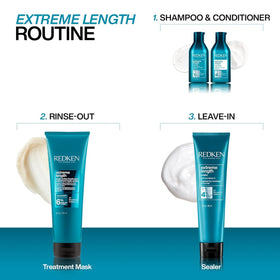 Redken conditioner being applied in shower offering reduced breakage benefit