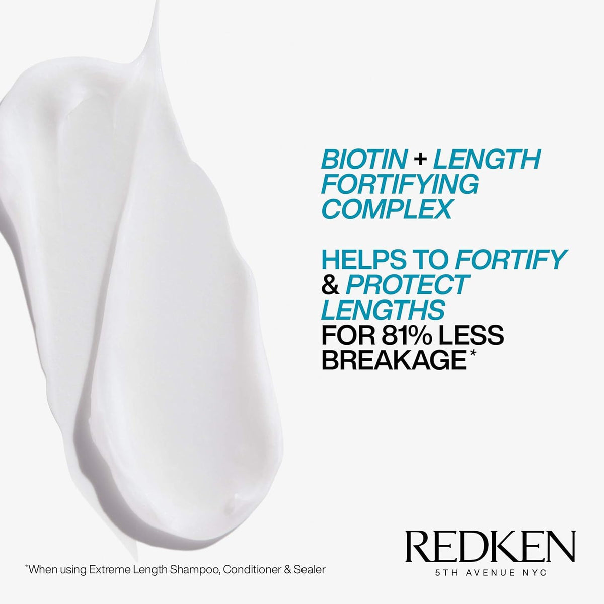Redken Extreme Length conditioner on styled long hair showcasing strengthened shine
