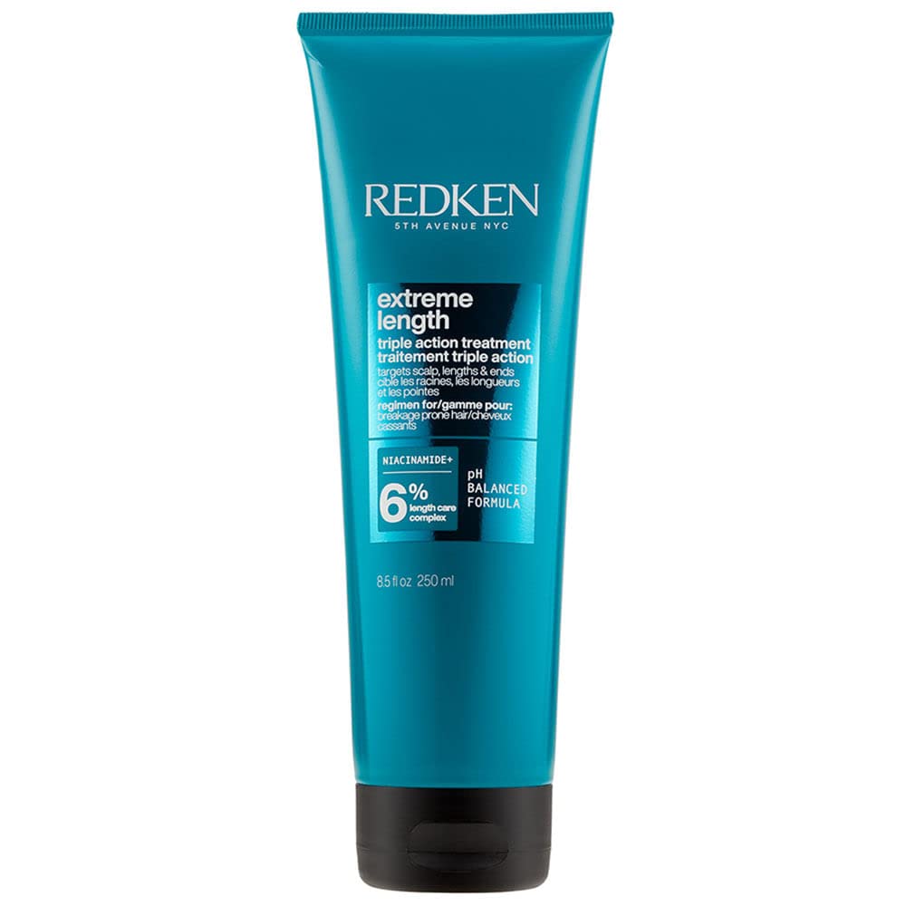 Redken front packaging showing Extreme Length mask and strong hair benefit