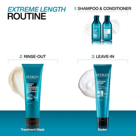 Redken in-use application on damp hair, demonstrates detangling benefit