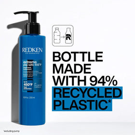Redken Extreme Play Safe next to ruler showing 6.8 fl oz size for reference