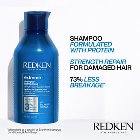 Redken label close-up highlighting ingredients and professional quality