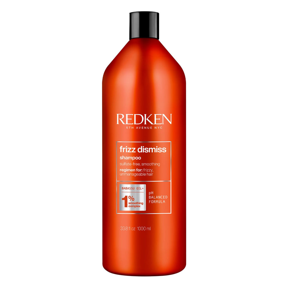 Redken Frizz Dismiss front label showing product benefits and brand