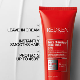 Redken product pump and cap detail highlighting easy dispensing benefit
