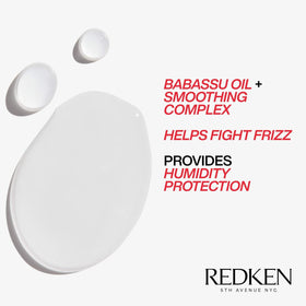 Redken bottle beside common items to show size and travel-friendly portability