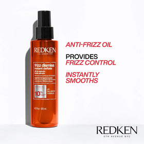Redken serum drop closeup showing lightweight texture for smooth, non-greasy finish