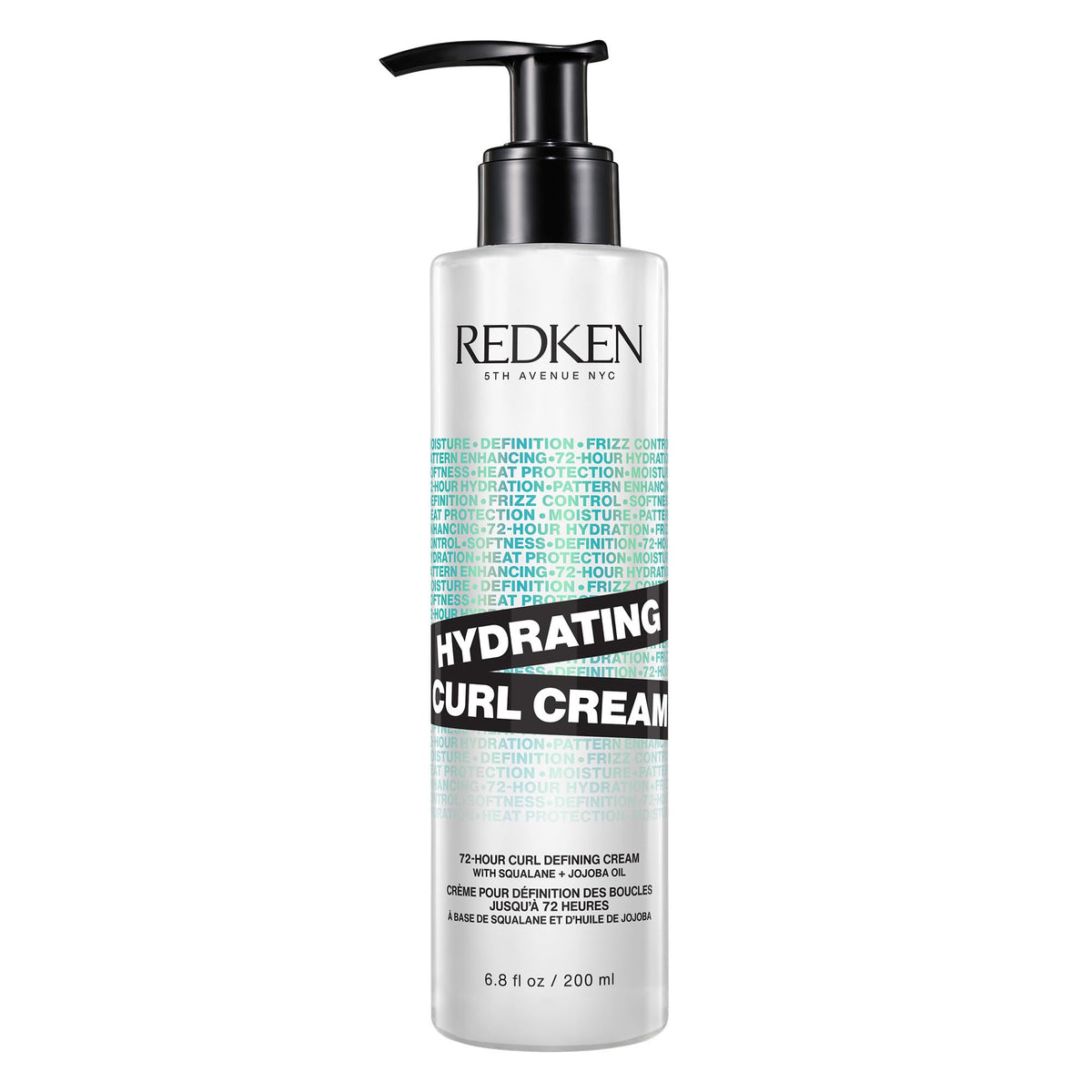 Redken front bottle shot showing curl cream branding and size, promotes hydration