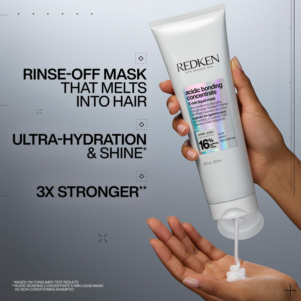 Redken mask texture close-up showing lightweight liquid formula for fast absorption