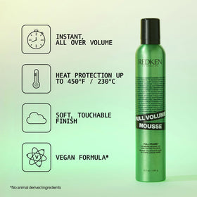 Redken mousse dispensed in hand ready for even application