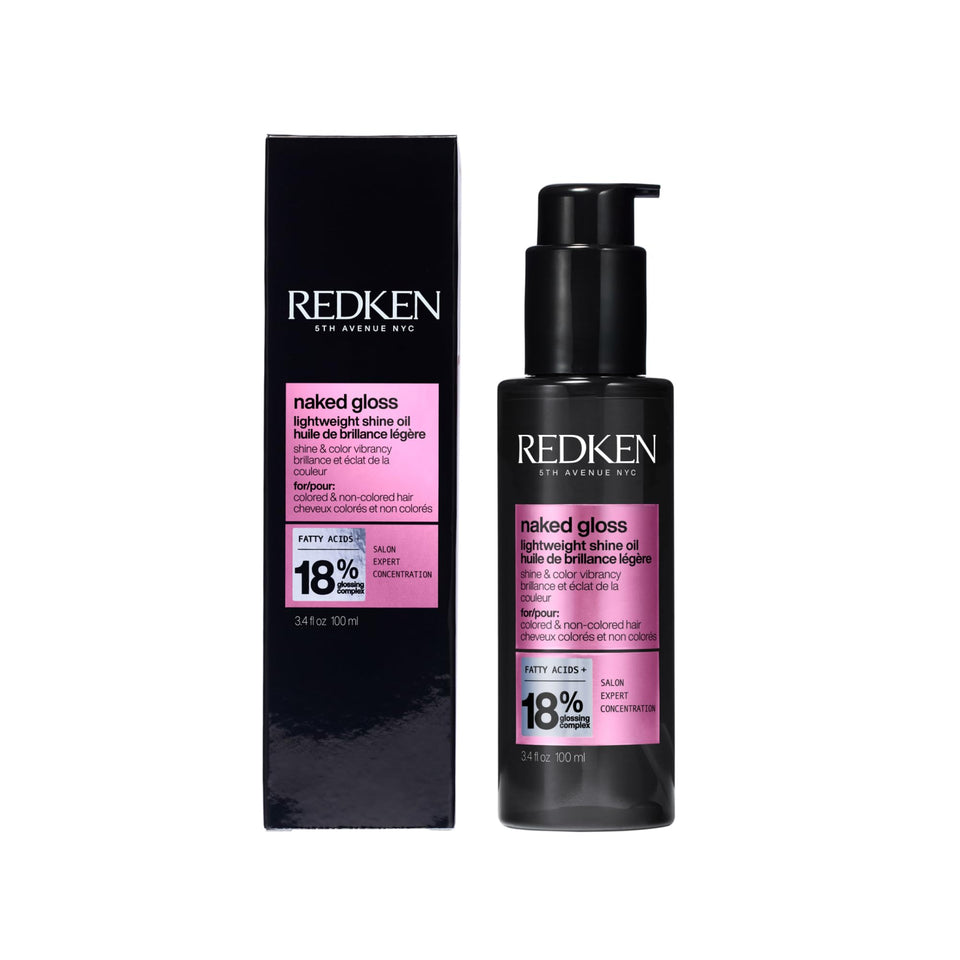 Redken Naked Gloss front bottle showing sleek design and brand shine