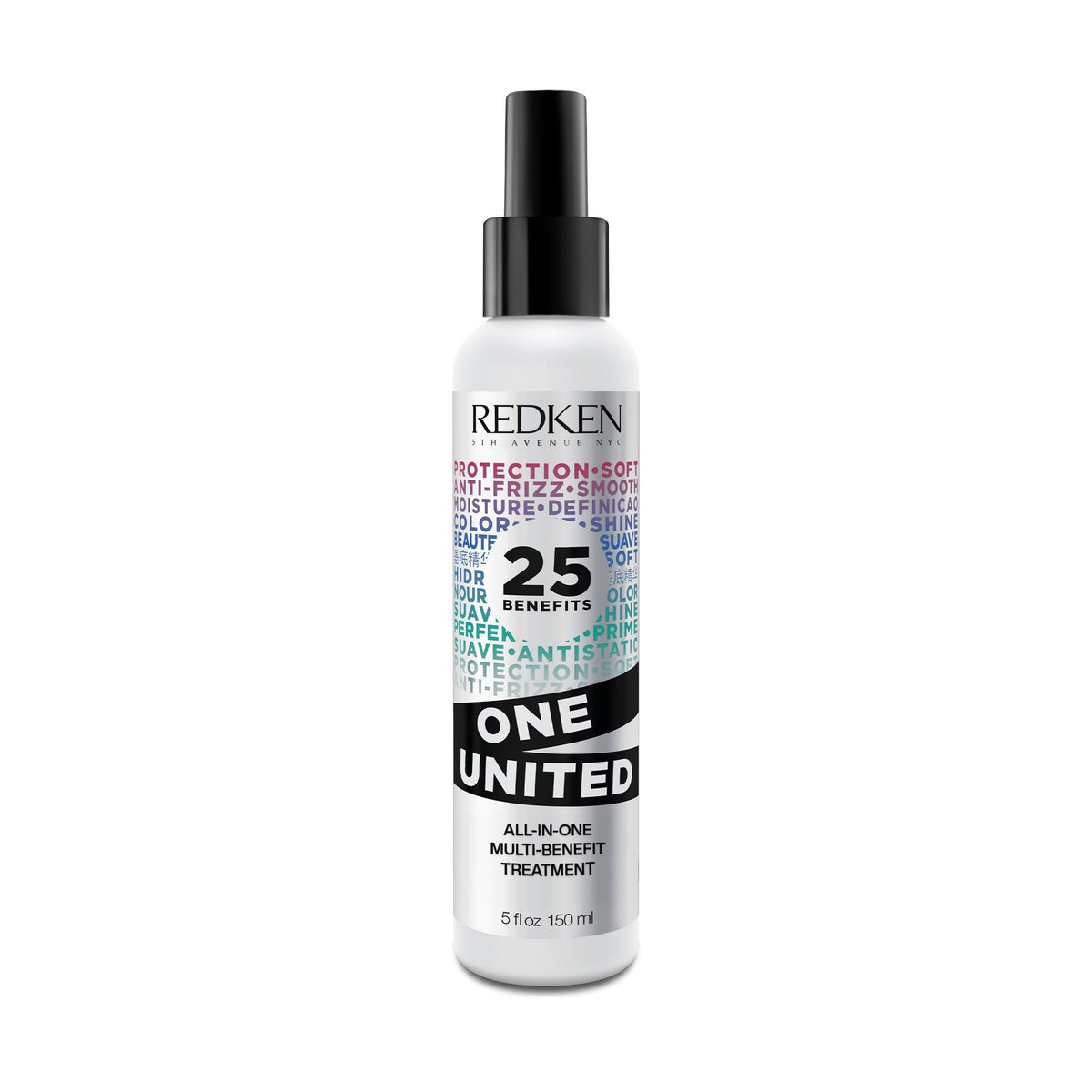 Redken One United front packaging showing bottle and label benefits