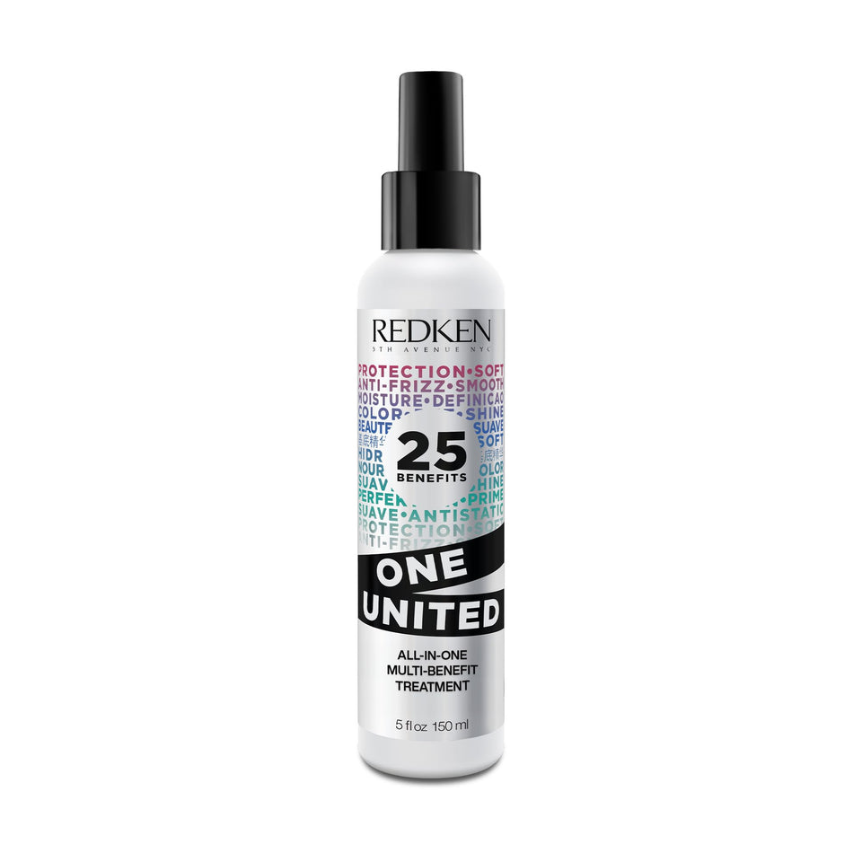 Redken One United front packaging showing bottle and label benefits