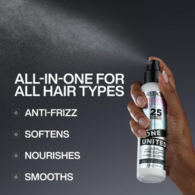 Redken 13.5 oz bottle next to common items for size reference
