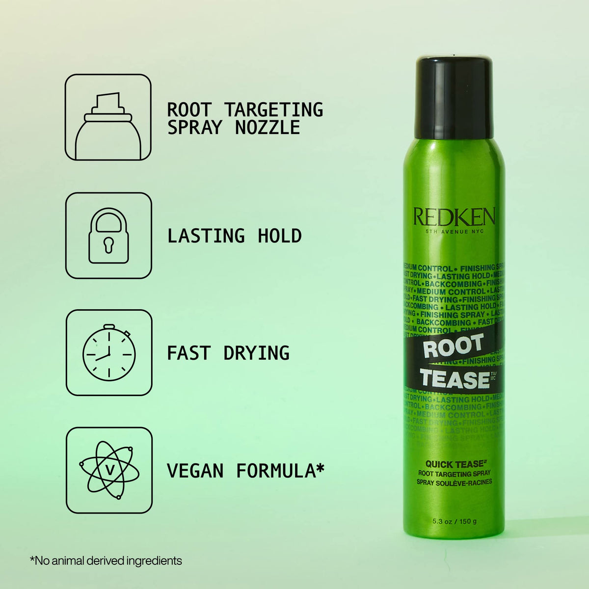 Redken Quick Tease nozzle close-up demonstrating even spray for controlled application