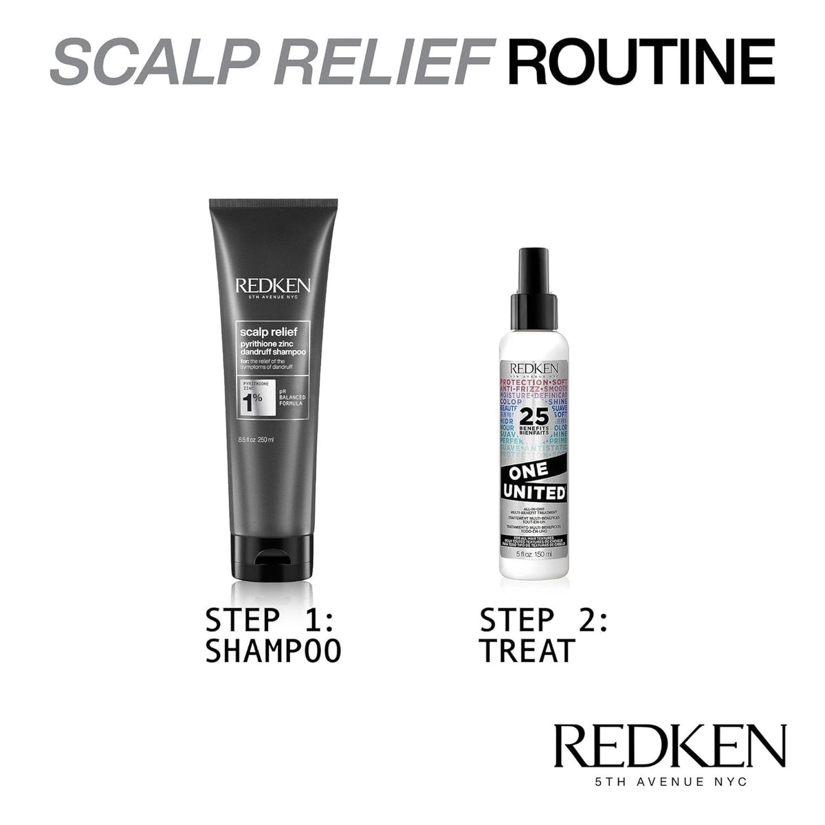 Redken 8.5 fl oz bottle next to common objects for size comparison