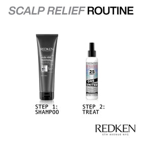 Redken 8.5 fl oz bottle next to common objects for size comparison