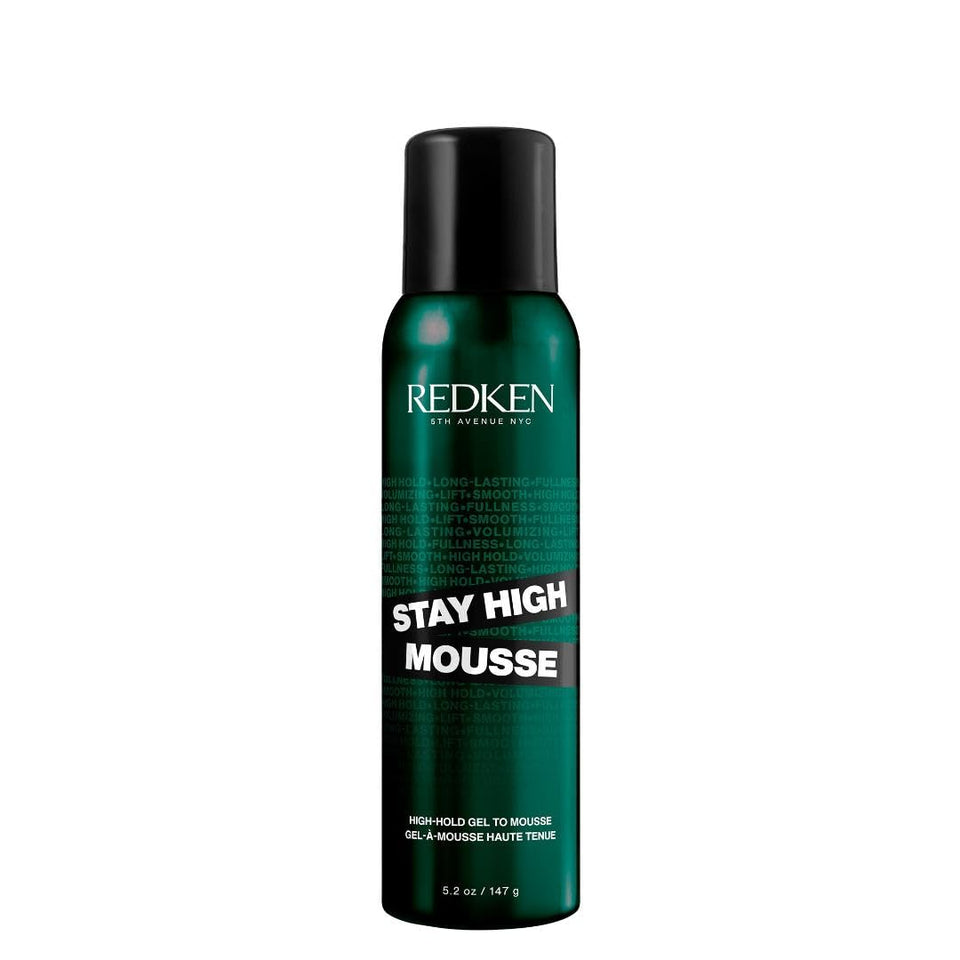 Redken stay high front packaging showing bottle and branding for salon-grade volume