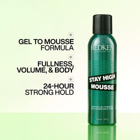 Redken stay high close-up texture showing gel-to-mousse transition for lightweight body