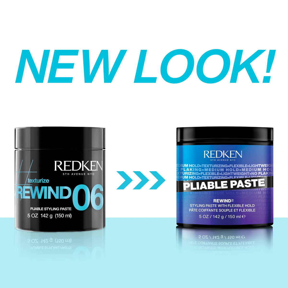 Redken paste texture close-up on fingertips showing lightweight, non-greasy finish
