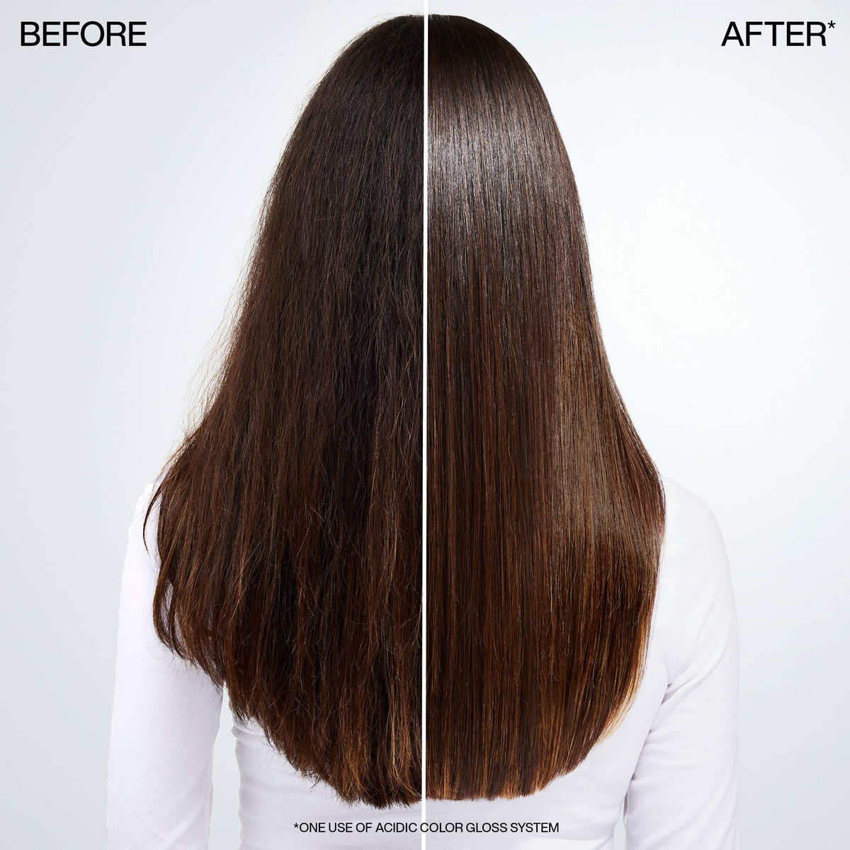 Redken mist on hair strand highlighting smooth texture and enhanced shine