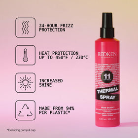 Redken Thermal Spray 11 fine mist texture demonstrating even coverage
